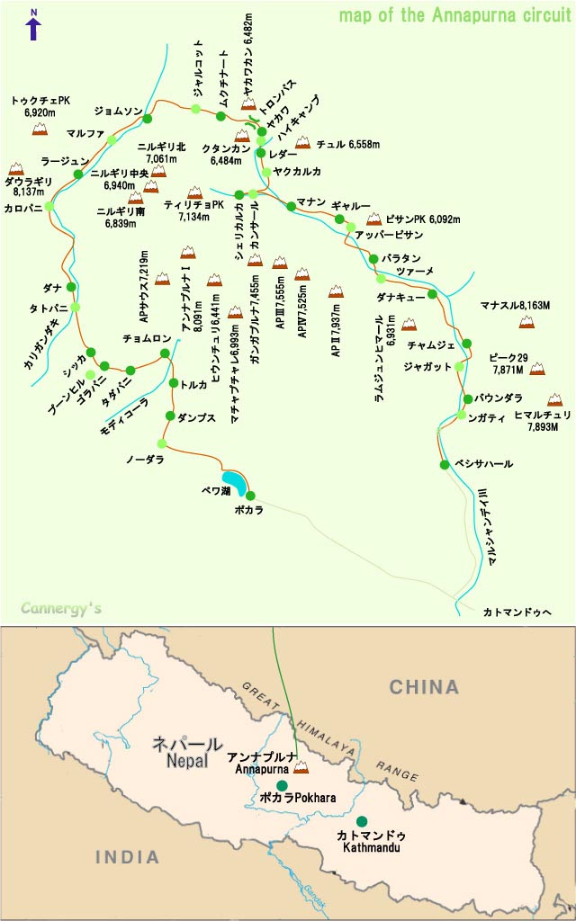 アンナプルナのマップ／Map of Annapurna