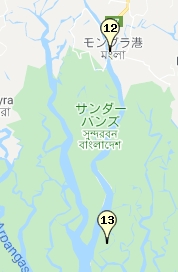 モングラ付近のマップ（Googleマップのスクリーンショット）