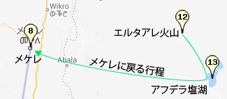 メケレ付近のマップ（Googleマップのスクリーンショット）