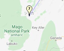 ムルシ族の村付近のマップ（Googleマップのスクリーンショット）