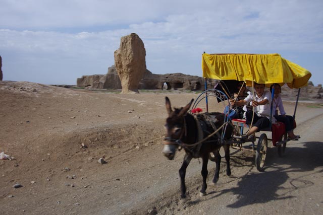 高昌故城のロバ車（a donkey carriage at the ancient city of Gao Chang）