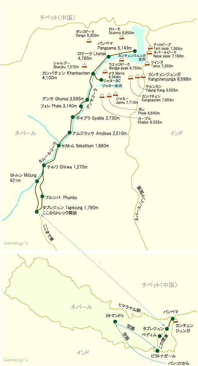 カンチェンジュンガの地図／Map of Kangchenjunga