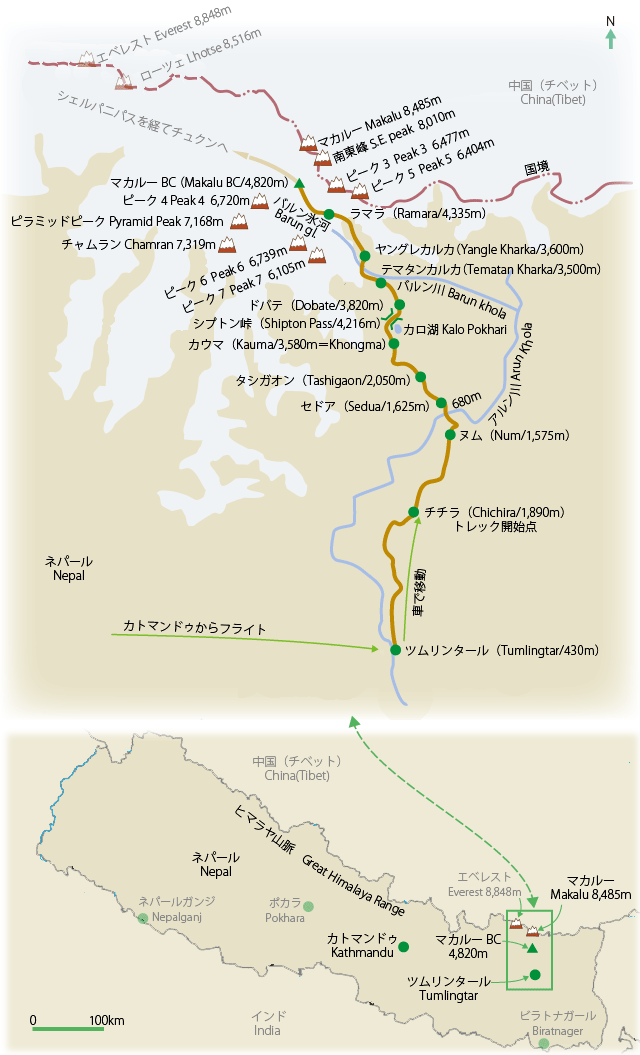 マカルーのマップ／Map of Makalu