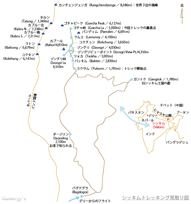 シッキムのマップ／Map of Sikkim