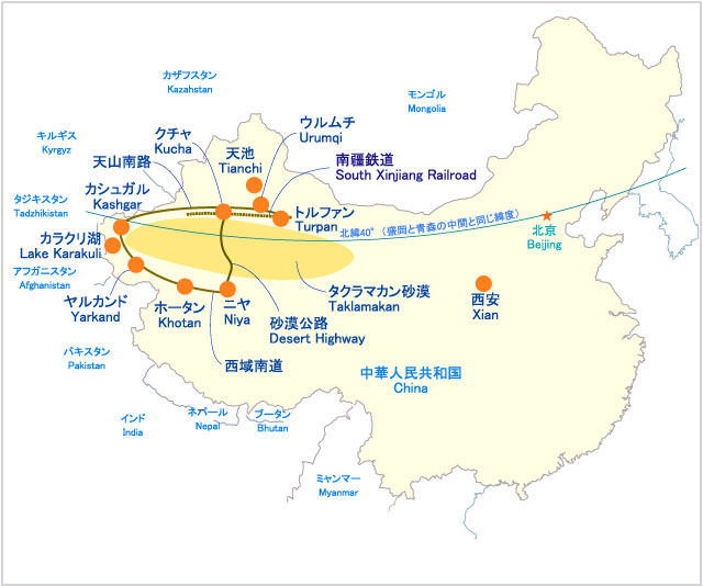 新疆ウイグルの地図／XinJiang Uyghur Map